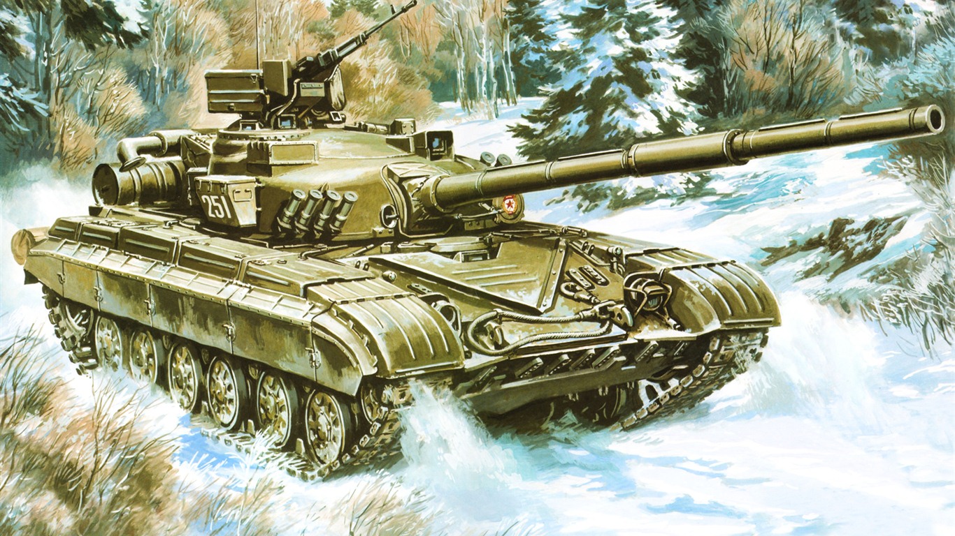 Military tanks, armored HD painting wallpapers #1 - 1366x768