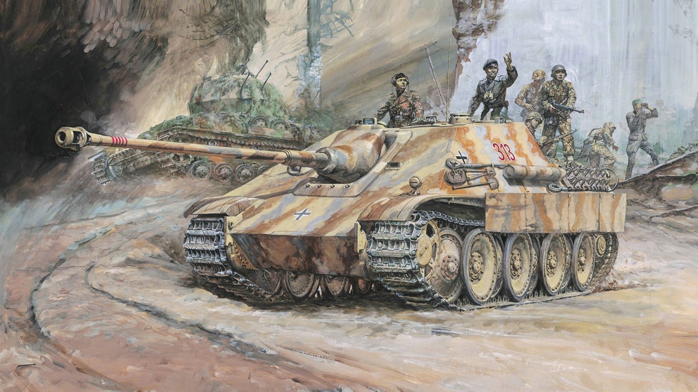 軍の戦車、装甲HDの絵画壁紙 #4 - 1366x768