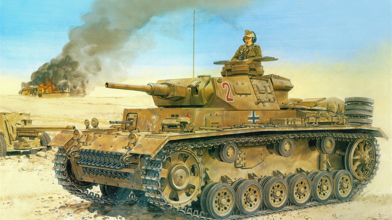 军事坦克装甲 高清绘画壁纸7 - 1366x768