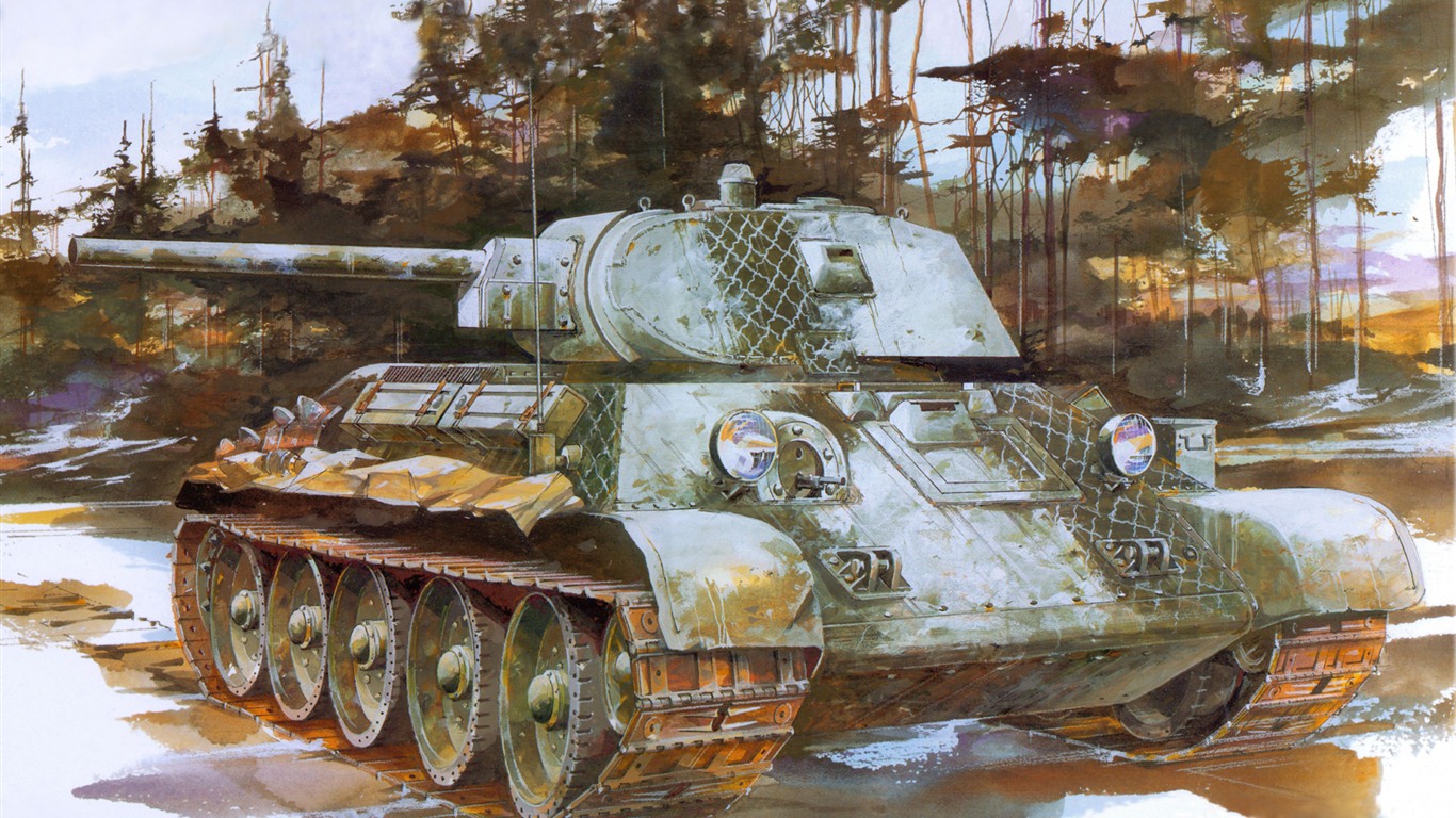 军事坦克装甲 高清绘画壁纸8 - 1366x768