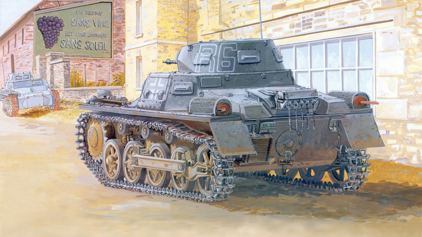 军事坦克装甲 高清绘画壁纸11 - 1366x768