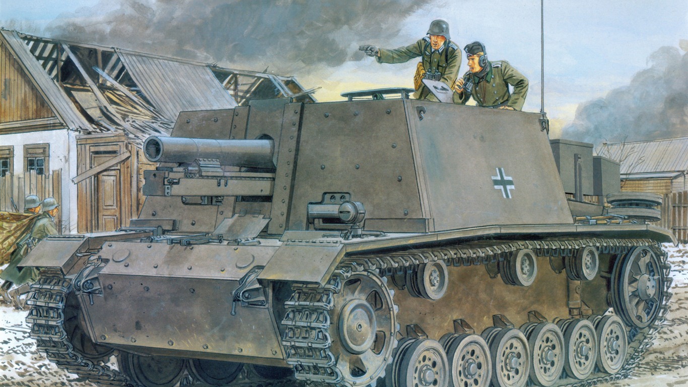 军事坦克装甲 高清绘画壁纸12 - 1366x768