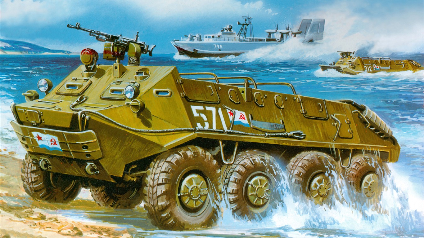军事坦克装甲 高清绘画壁纸18 - 1366x768
