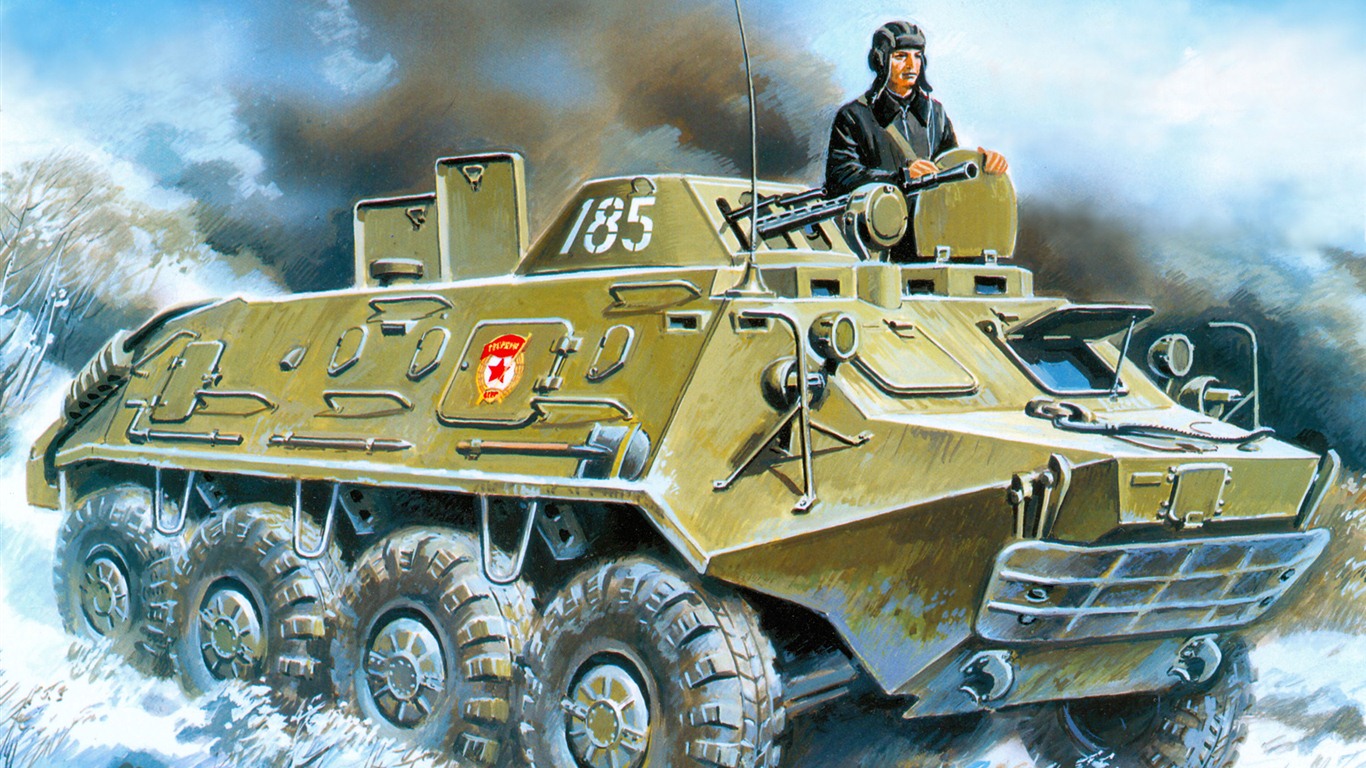 军事坦克装甲 高清绘画壁纸19 - 1366x768