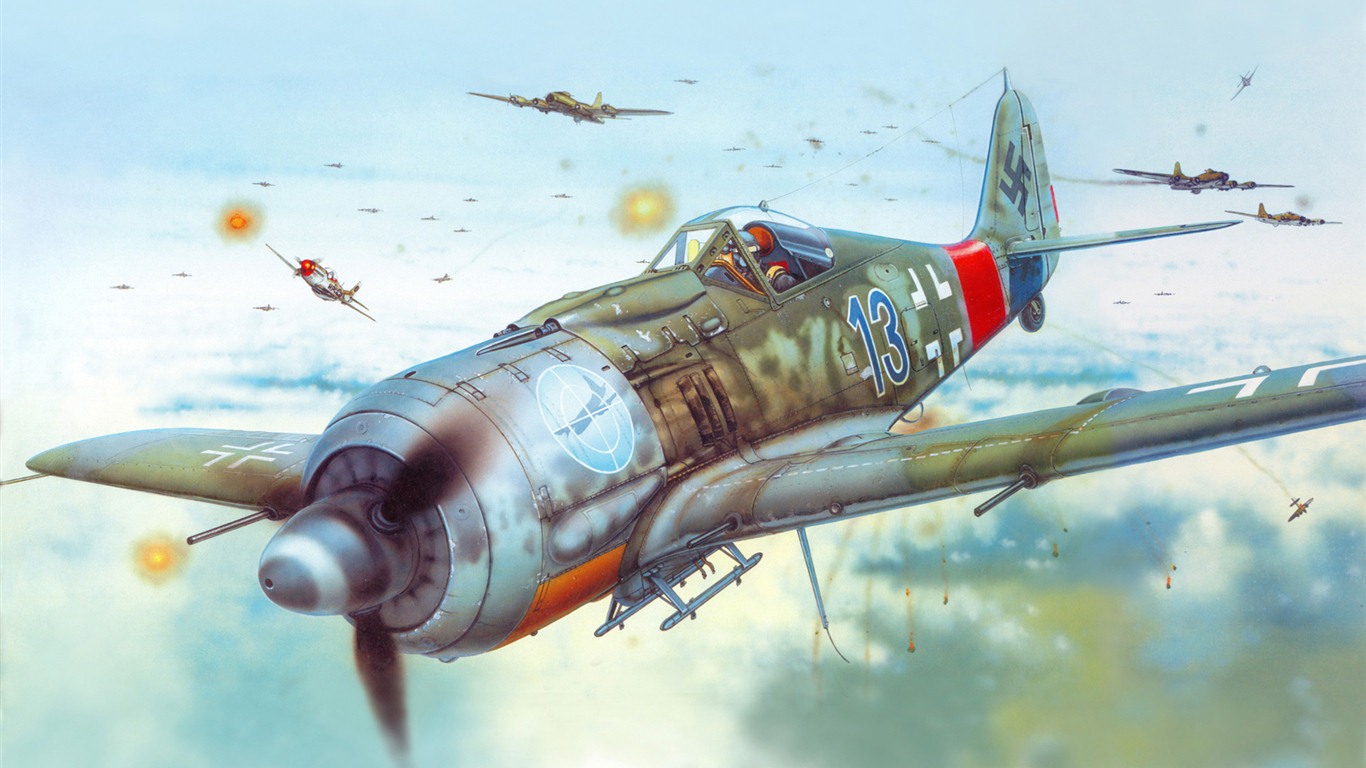 Militärflugzeuge Flug exquisite Malerei Tapeten #1 - 1366x768