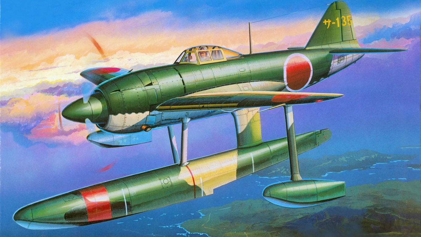 Militärflugzeuge Flug exquisite Malerei Tapeten #4 - 1366x768