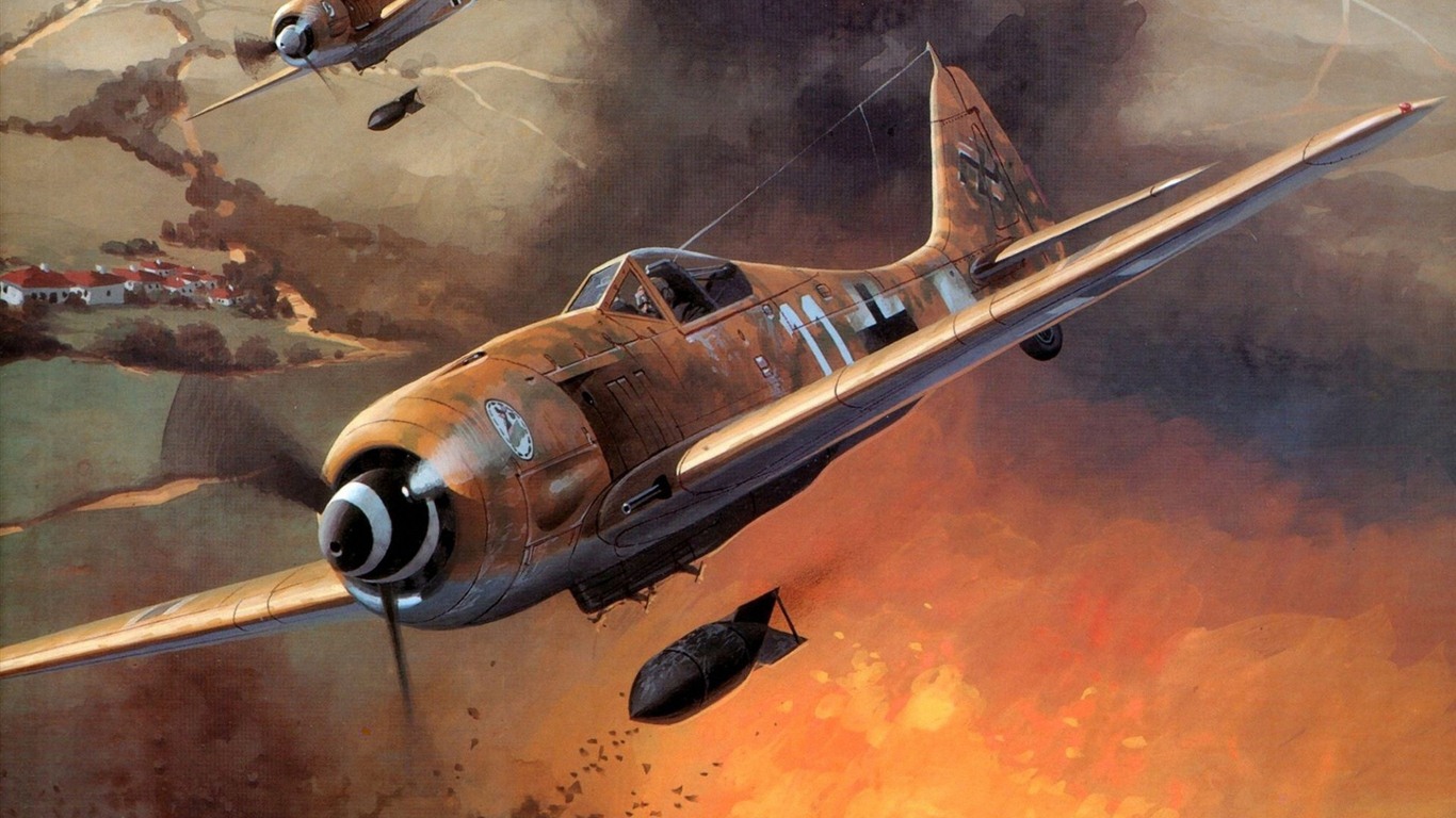 Militärflugzeuge Flug exquisite Malerei Tapeten #6 - 1366x768