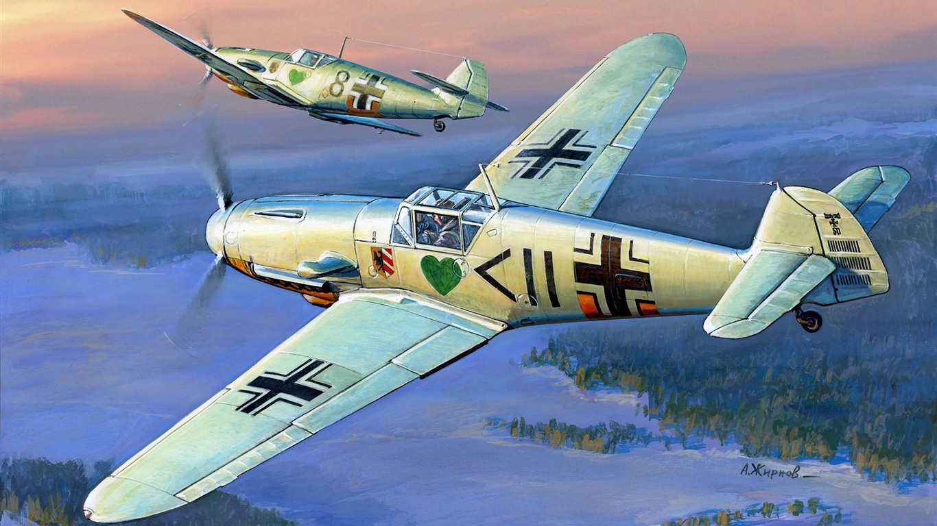 Militärflugzeuge Flug exquisite Malerei Tapeten #12 - 1366x768