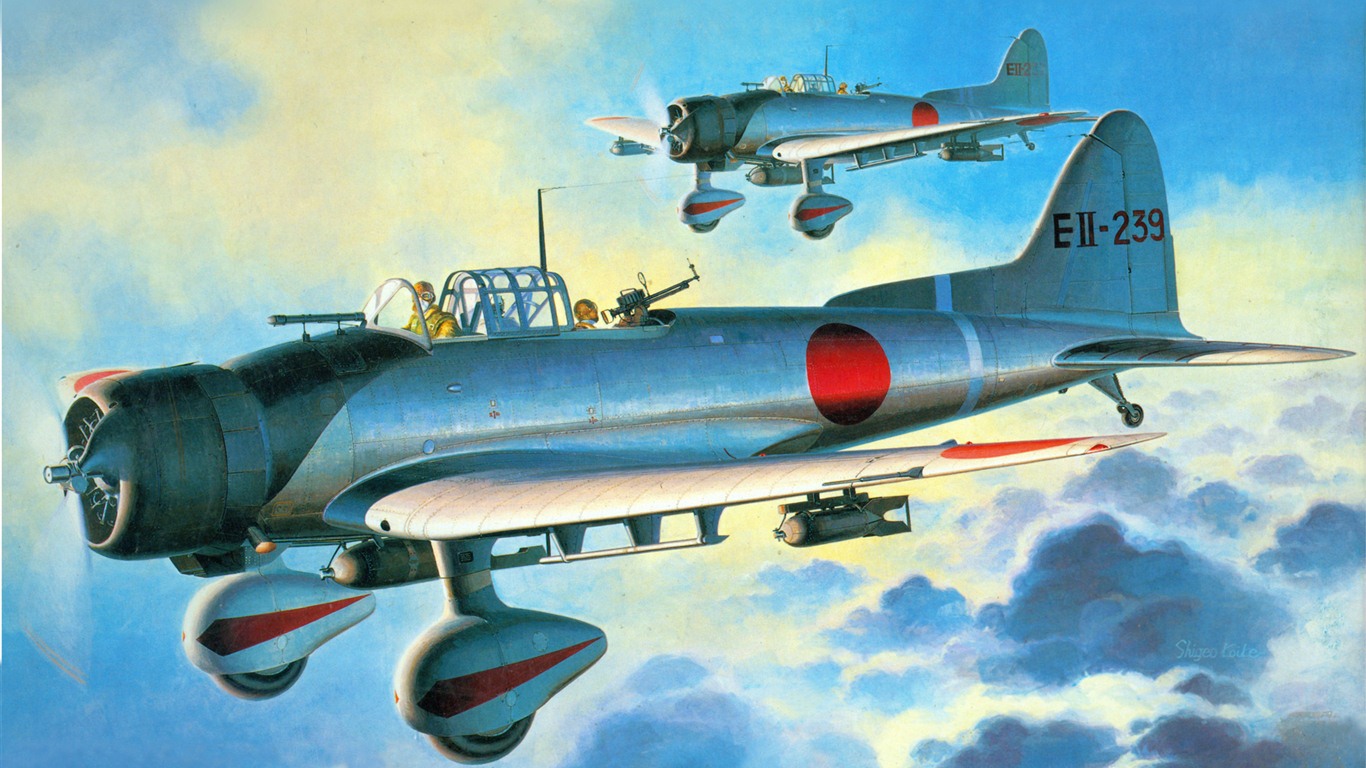 Militärflugzeuge Flug exquisite Malerei Tapeten #16 - 1366x768
