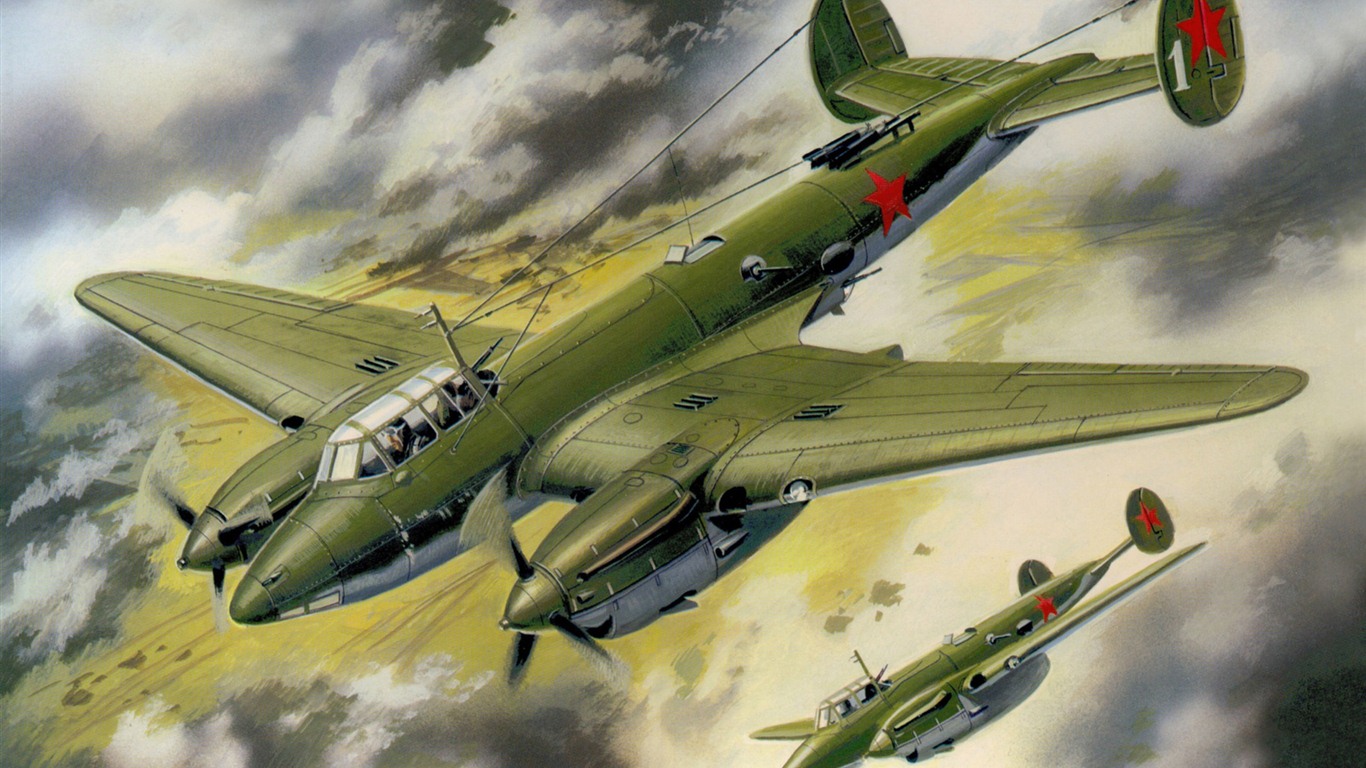 軍用機の飛行の絶妙な絵画の壁紙 #19 - 1366x768