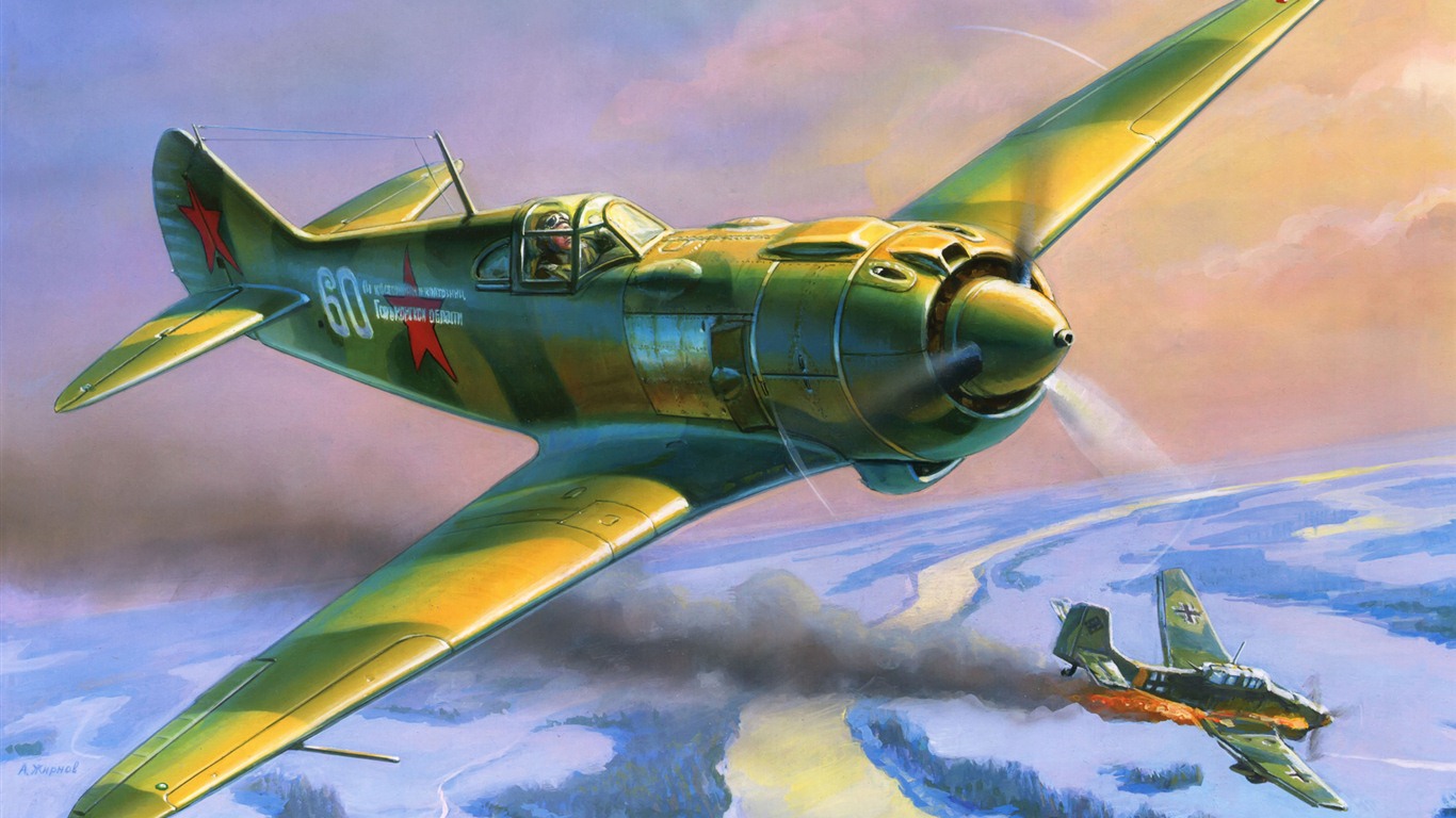 Military aircraft flight exquisite painting wallpapers #20 - 1366x768