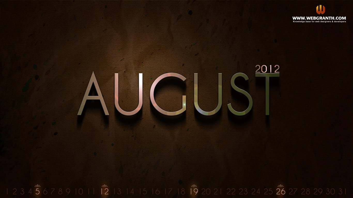 August 2012 Calendar wallpapers (1) #7 - 1366x768