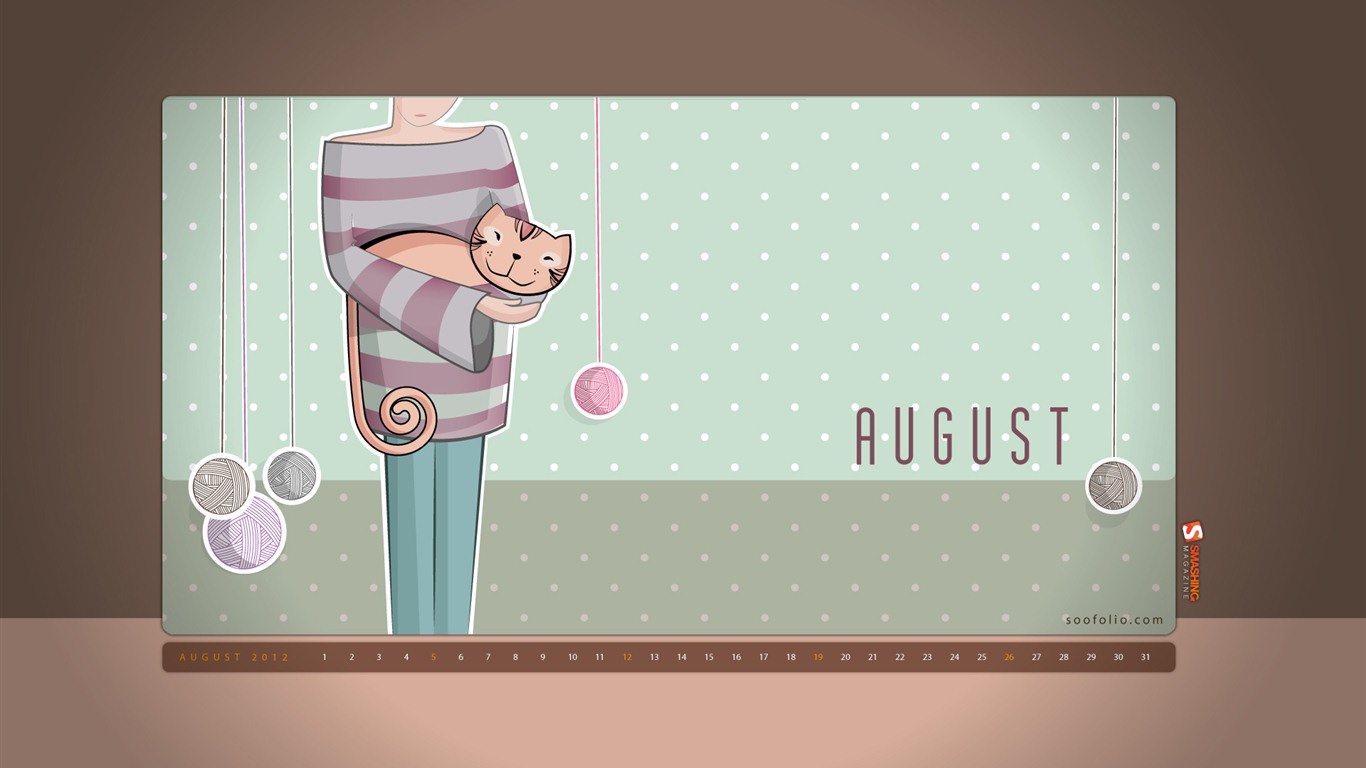 Calendario de agosto de 2012 fondos de pantalla (1) #12 - 1366x768