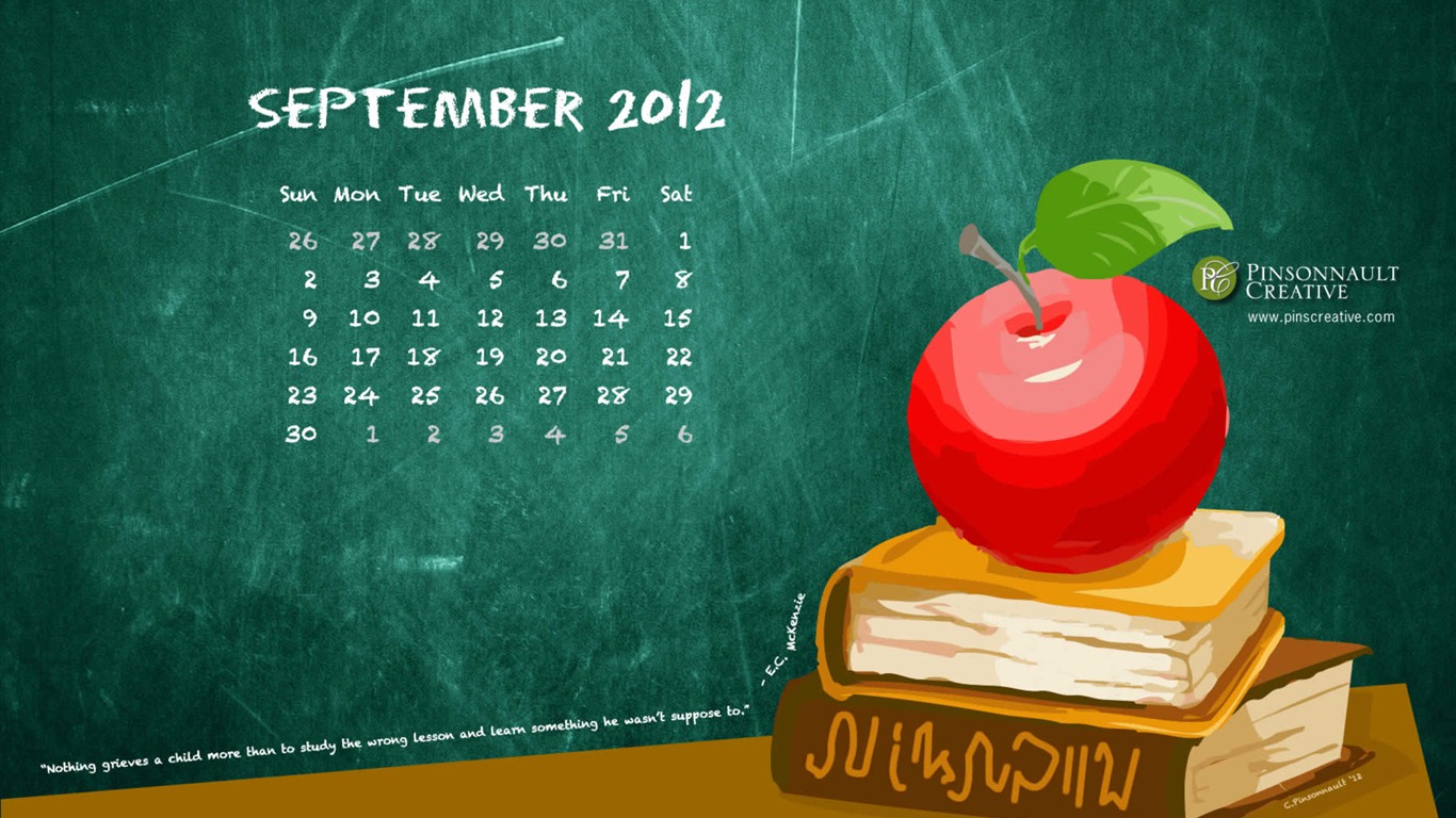 September 2012 Calendar wallpaper (1) #9 - 1366x768