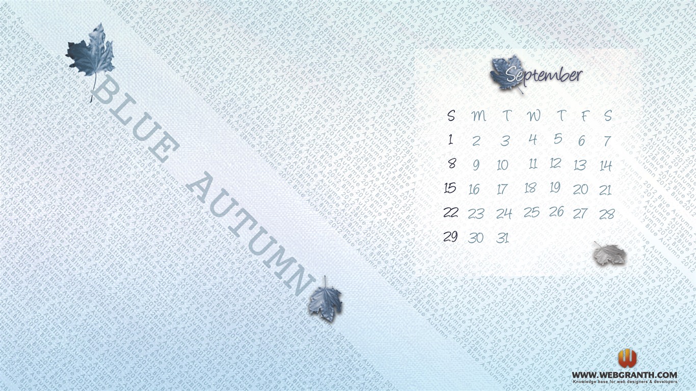 September 2012 Calendar wallpaper (1) #12 - 1366x768