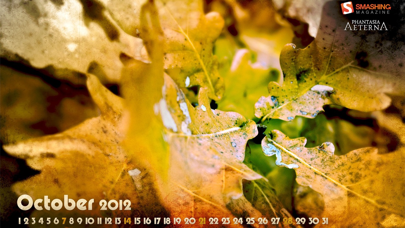 Октябрь 2012 Календарь обои (1) #5 - 1366x768