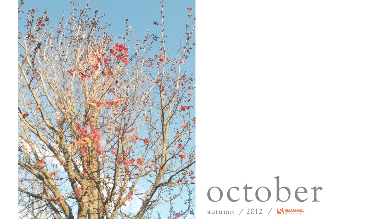 Октябрь 2012 Календарь обои (1) #6 - 1366x768
