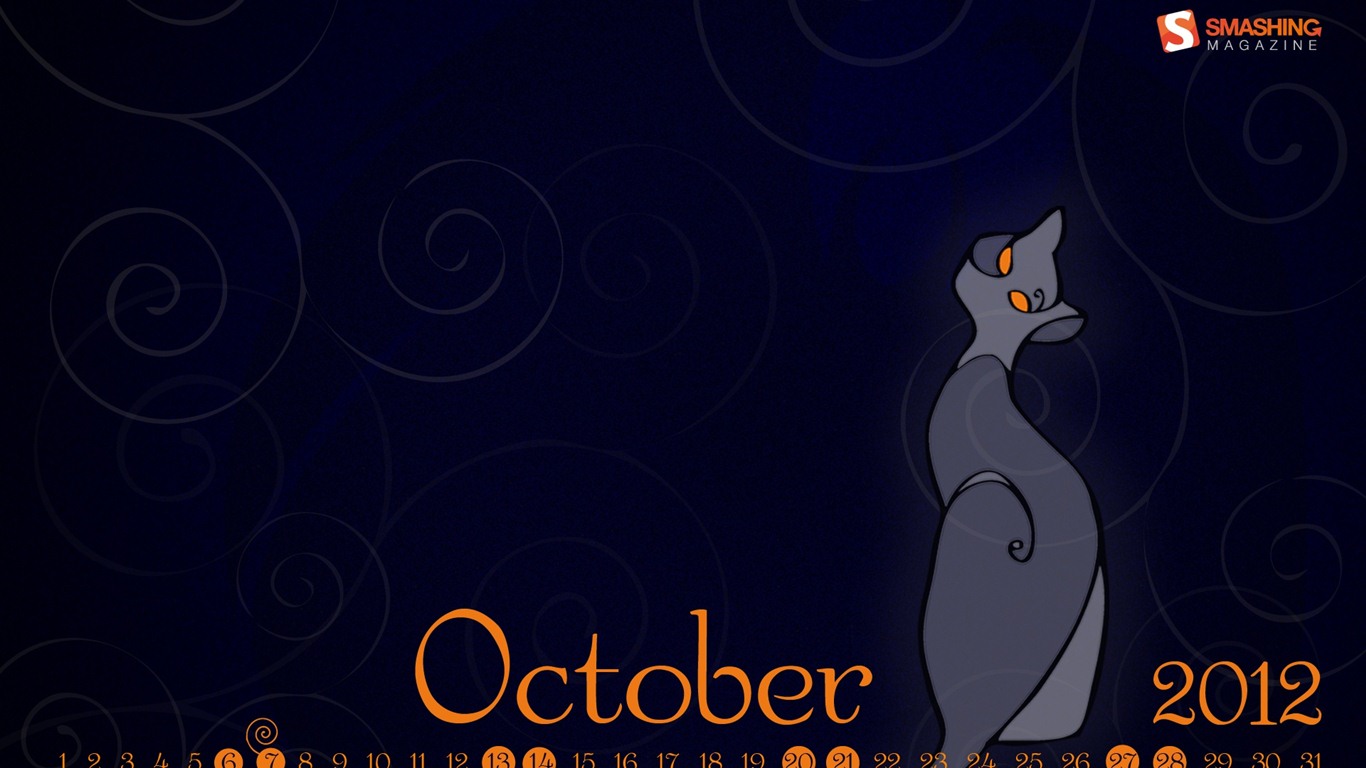 October 2012 Calendar wallpaper (1) #8 - 1366x768