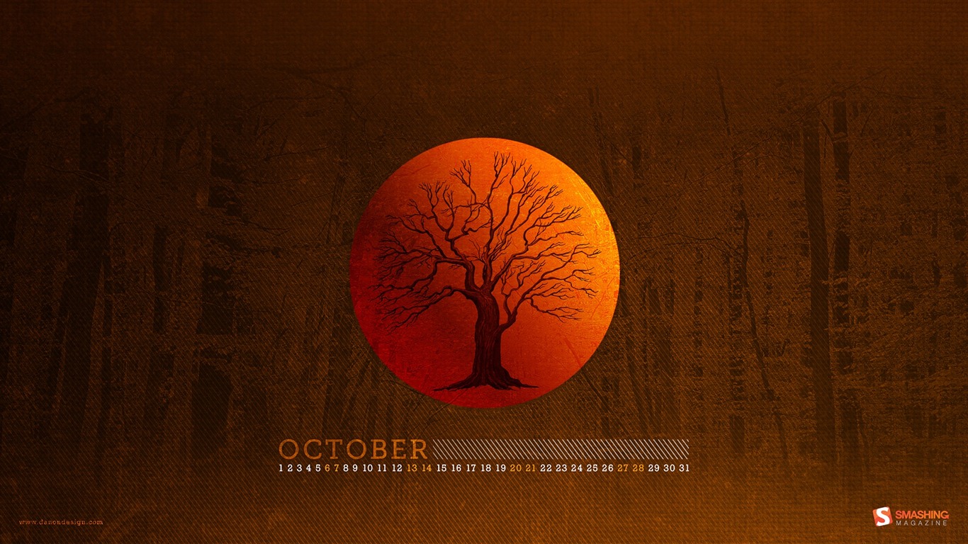 Октябрь 2012 Календарь обои (1) #14 - 1366x768