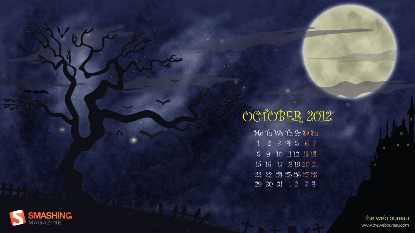 Октябрь 2012 Календарь обои (1) #18 - 1366x768