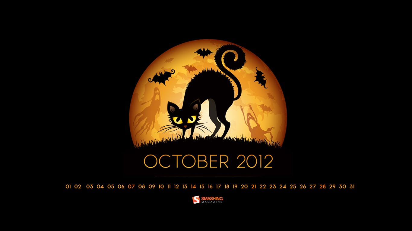 2012年10月カレンダー壁紙（2） #1 - 1366x768