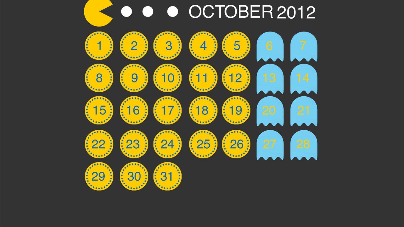 2012年10月カレンダー壁紙（2） #2 - 1366x768