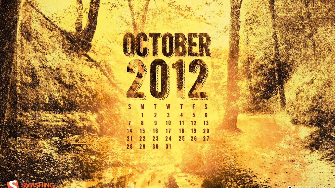 2012年10月カレンダー壁紙（2） #8 - 1366x768