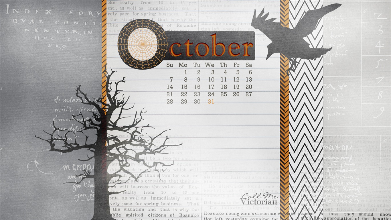 Октябрь 2012 Календарь обои (2) #18 - 1366x768