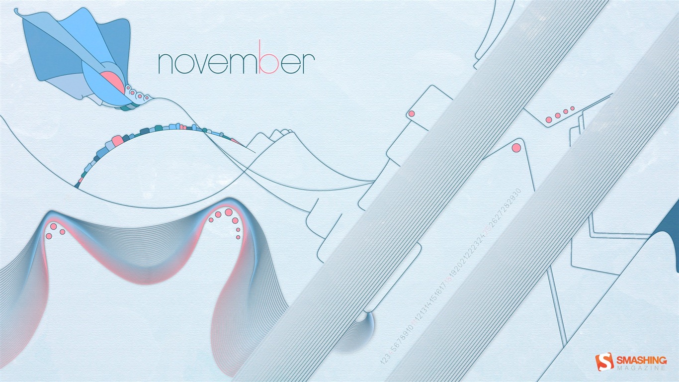 Novembre 2012 Calendar Wallpaper (1) #16 - 1366x768