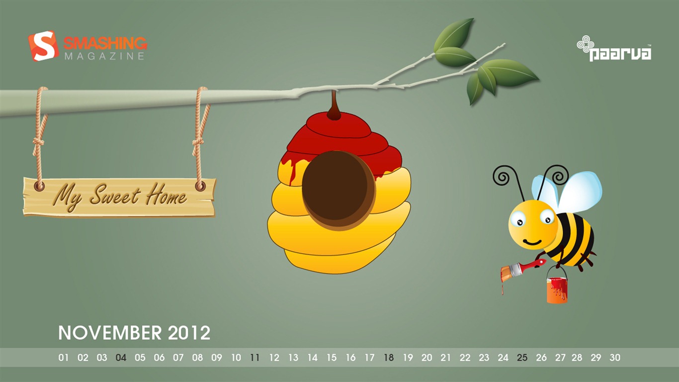 Novembre 2012 Calendar Wallpaper (2) #2 - 1366x768
