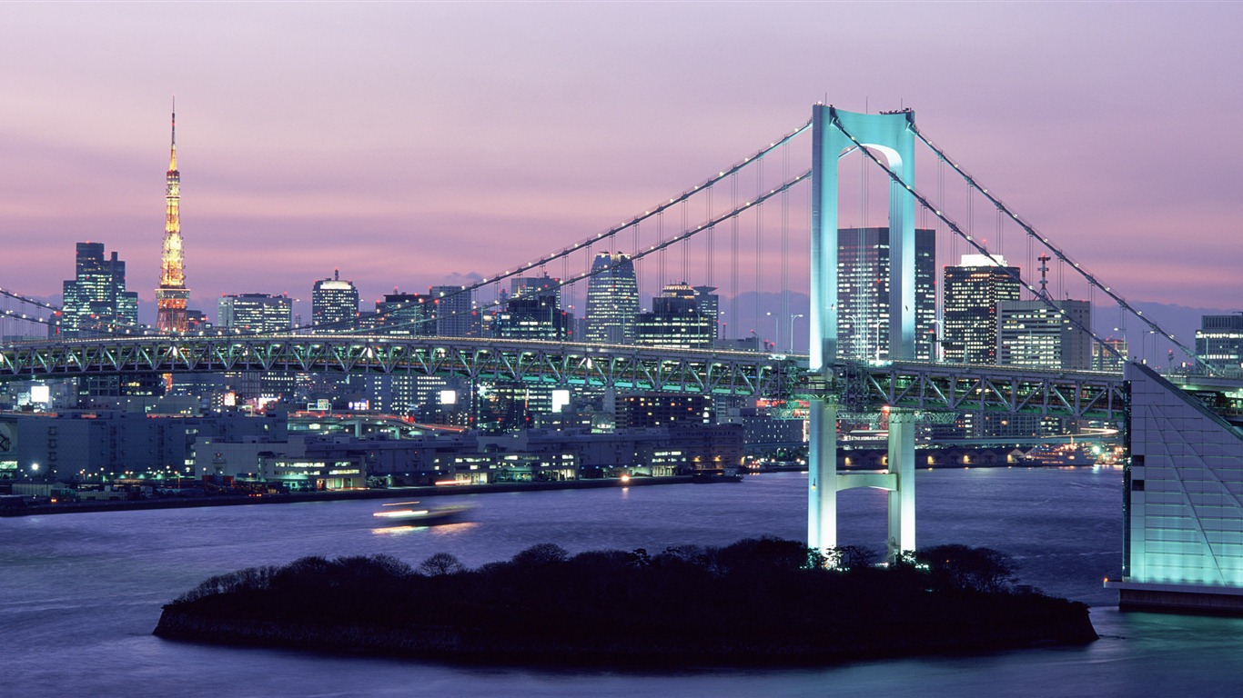 Windows 8 official panoramic wallpaper, cityscapes, Bridge, Horizon #5 - 1366x768