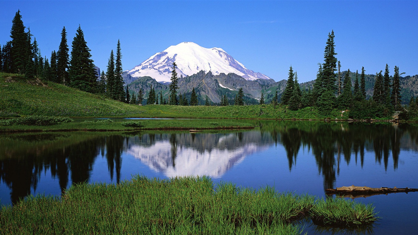Windows 8 offiziellen Panorama Tapete, Wellen, Wälder, majestätische Berge #18 - 1366x768