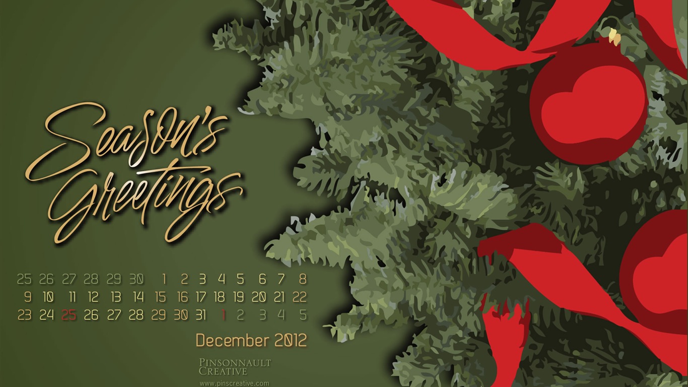 December 2012 Calendar wallpaper (1) #3 - 1366x768