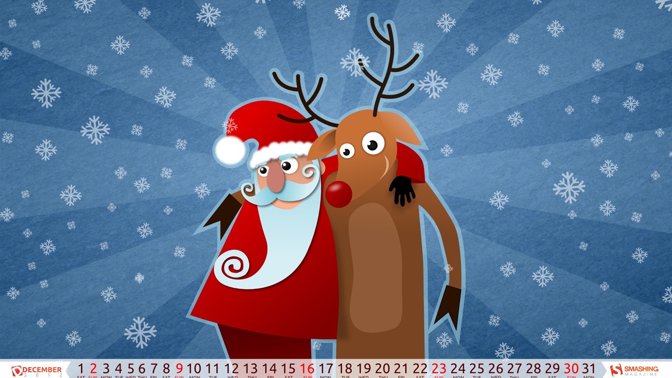 Dezember 2012 Kalender Wallpaper (1) #8 - 1366x768