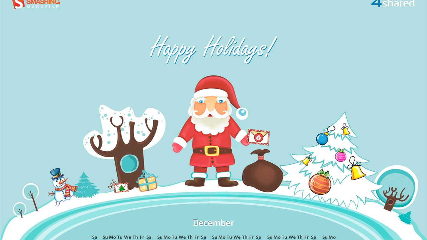 Dezember 2012 Kalender Wallpaper (1) #9 - 1366x768