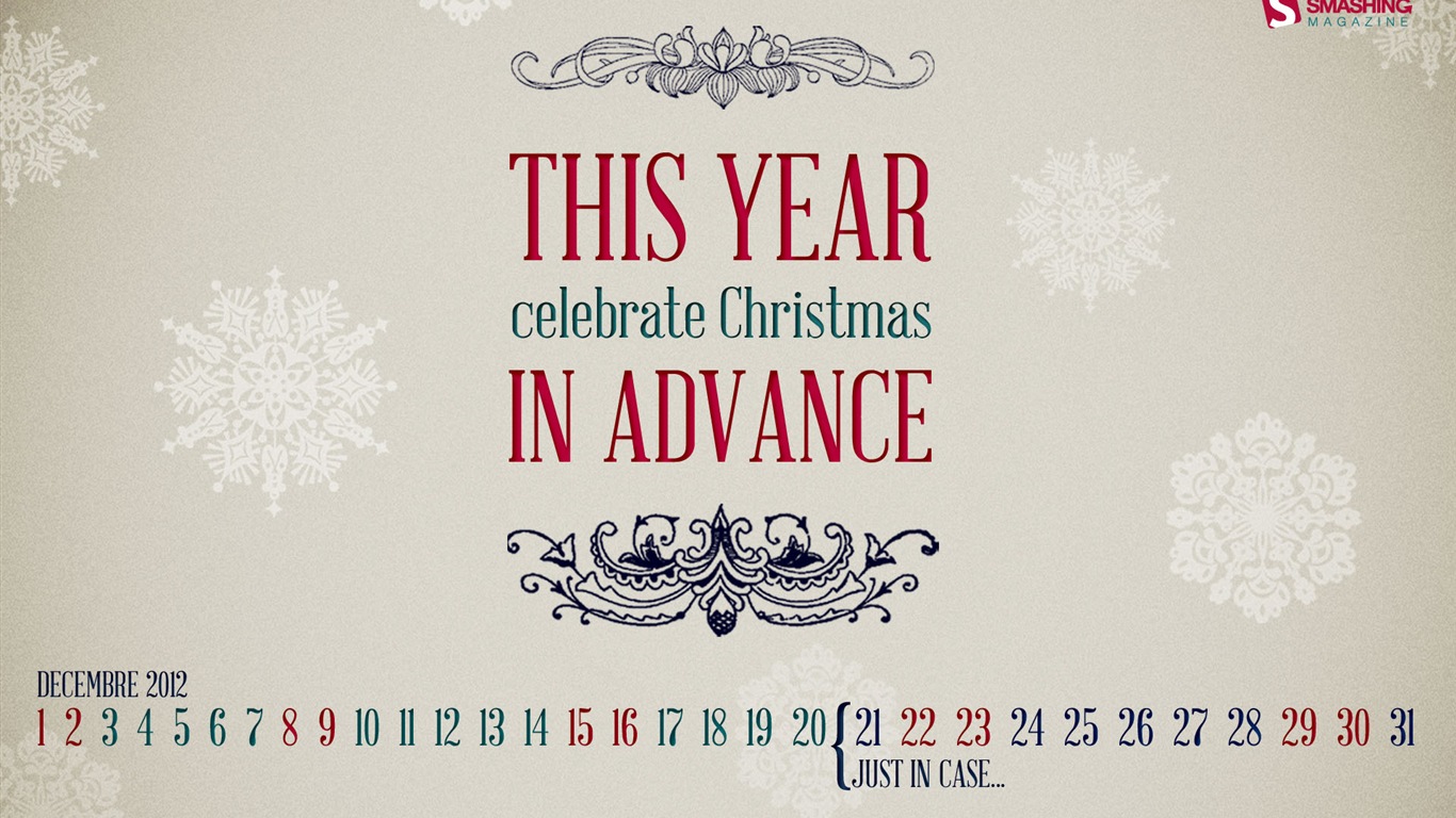 December 2012 Calendar wallpaper (1) #10 - 1366x768