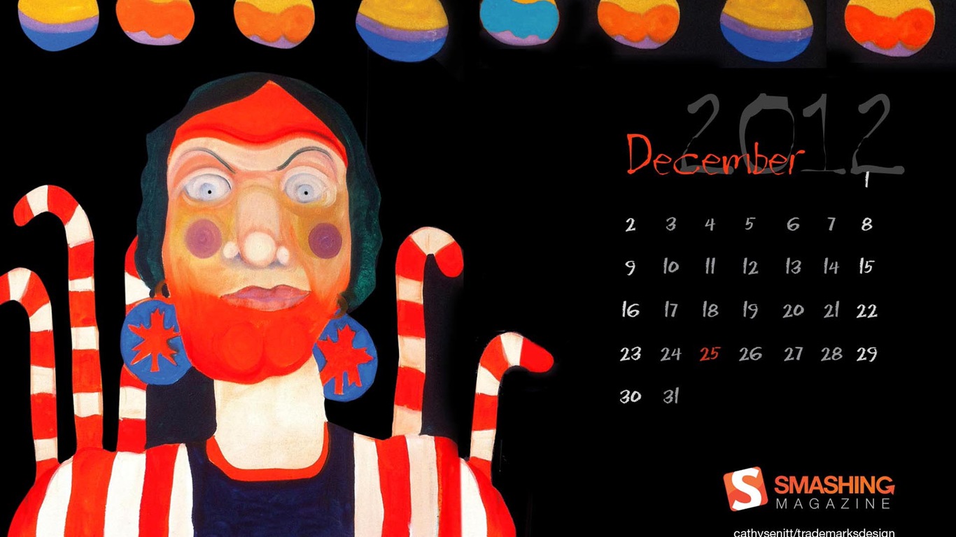 December 2012 Calendar wallpaper (1) #14 - 1366x768