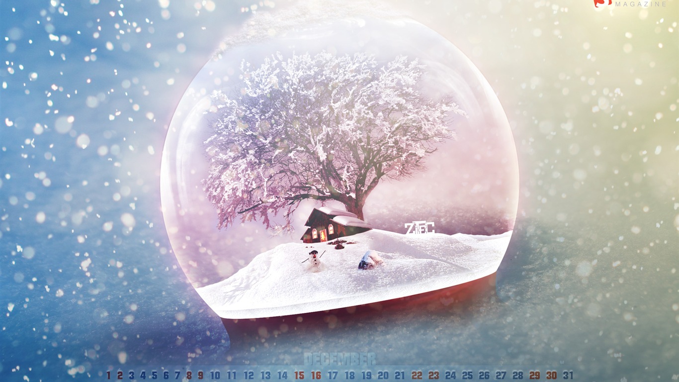 Dezember 2012 Kalender Wallpaper (1) #18 - 1366x768