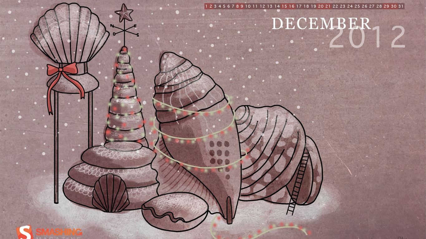 Décembre 2012 Calendar Wallpaper (2) #13 - 1366x768