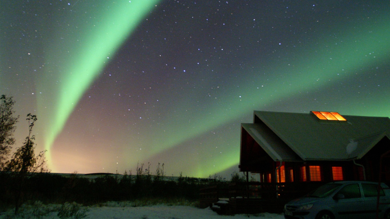 Природные чудеса Northern Lights HD обои (1) #6 - 1366x768