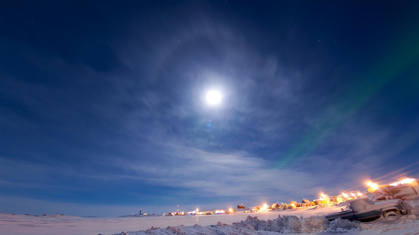 Природные чудеса Northern Lights HD обои (1) #7 - 1366x768