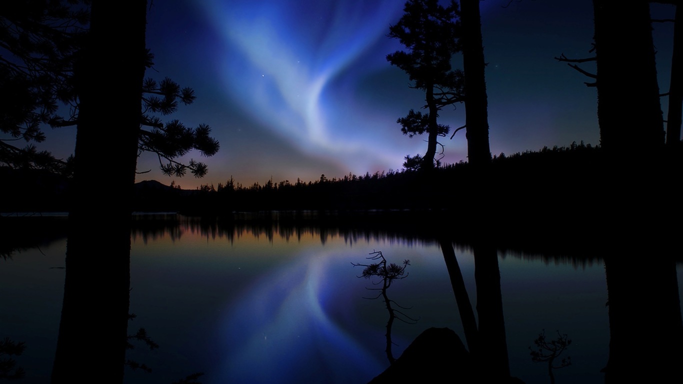 Природные чудеса Northern Lights HD обои (1) #11 - 1366x768