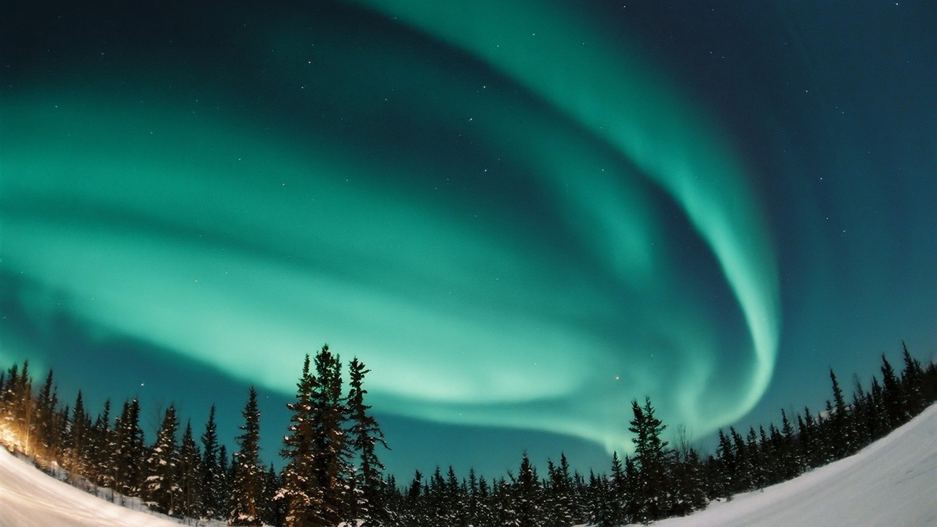 Природные чудеса Northern Lights HD обои (1) #12 - 1366x768