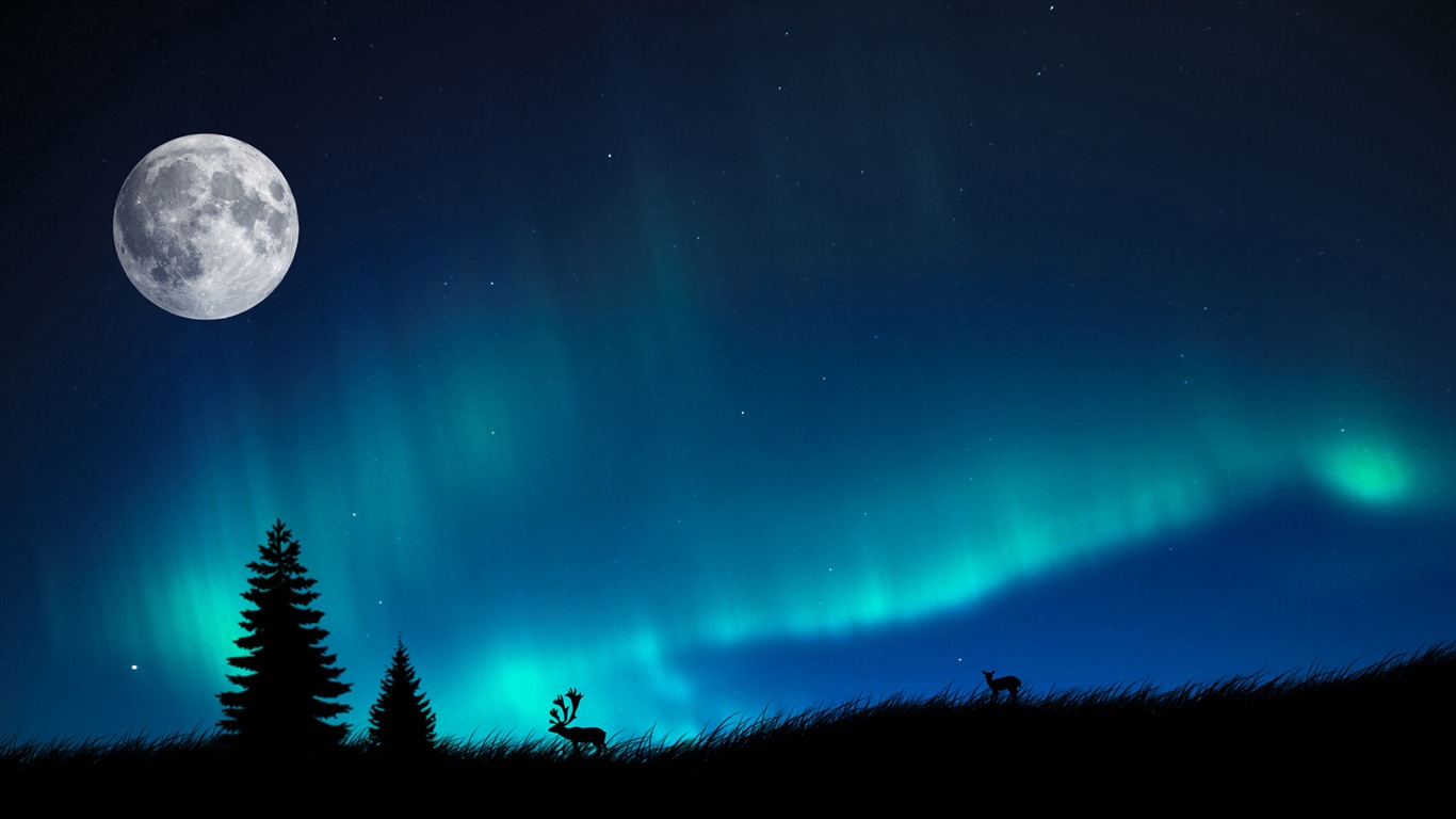 Природные чудеса Northern Lights HD обои (1) #13 - 1366x768