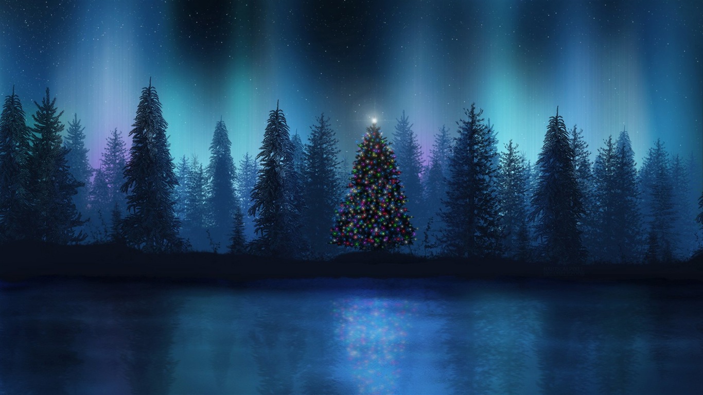 Природные чудеса Northern Lights HD обои (1) #14 - 1366x768