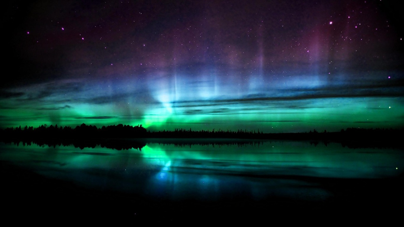 Природные чудеса Northern Lights HD обои (1) #16 - 1366x768