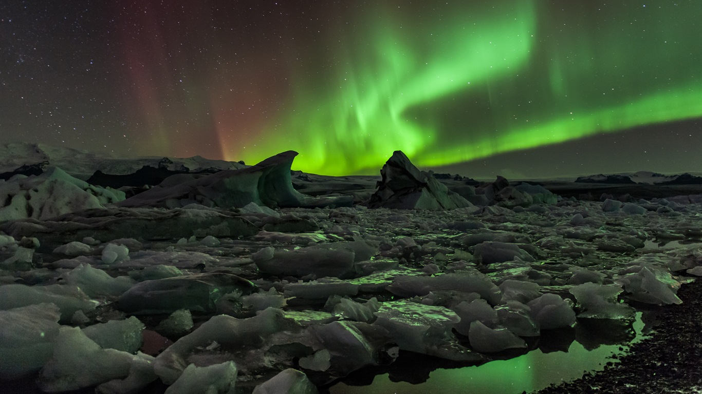Природные чудеса Northern Lights HD обои (1) #17 - 1366x768