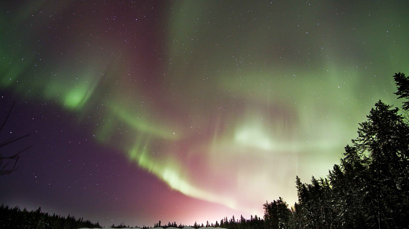 Природные чудеса Northern Lights HD обои (1) #18 - 1366x768
