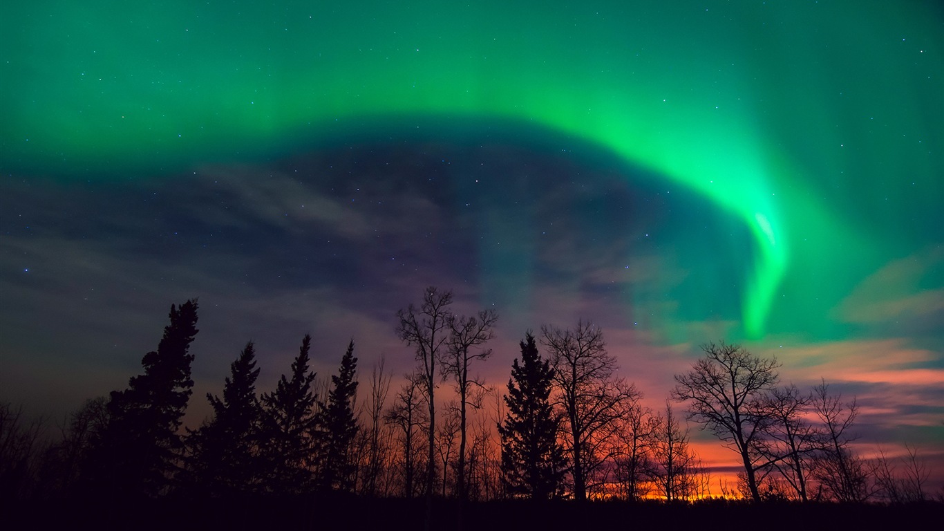 Природные чудеса Northern Lights HD обои (1) #19 - 1366x768