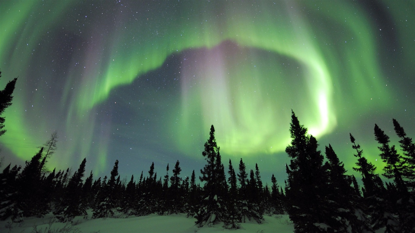 Природные чудеса Northern Lights HD обои (2) #9 - 1366x768